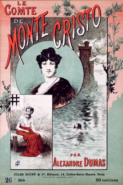 Le Comte de Monte Cristoのアレクサンドルデュマペレの表紙（1802-70） 作： French School
