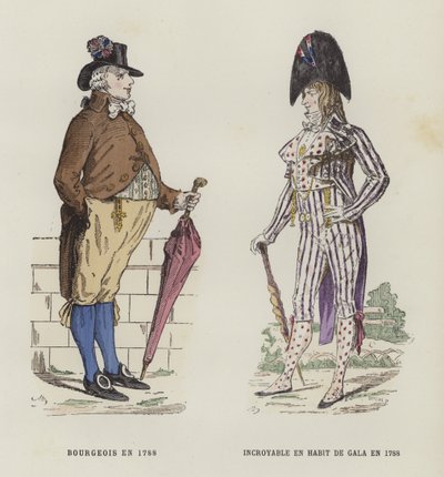 ブルジョワと祭りの衣装を着たダンディ、1788年 作： French School