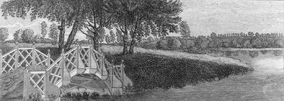 ジョージ・ルイ・ル・ルージュ著「Jardins Anglo-Chinois a la Mode」（1775-78年刊）より「ウィンザーの公園の橋」（彫刻）（モノクロ写真 作： French School