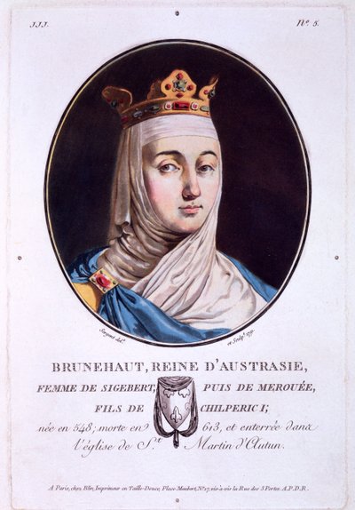 オーストラリアの女王、ブルンヒルダは、偉大な男性の肖像画、輝かしい女性、そしてフランスの記憶に残る主題から、1787年から92年に出版されました 作： French School