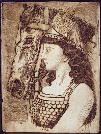 ブリュンヒルデ、リヒャルト ワーグナー作「ワルキューレ」の挿絵 (1813-83) (版画) 作： French School