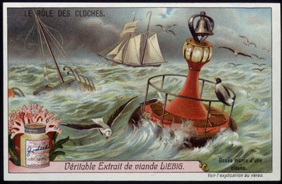 船に警告するための鐘付きブイ - リービッヒ・クロモ 作： French School