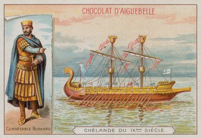 シャルルマーニュの治世の司令官であり、9世紀の軍艦であるバーチャード 作： French School