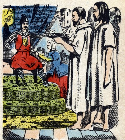 Burghers of Calais na frente de Edward III em 1346, Epinal Imagem do século XIX (gravura) 作： French School