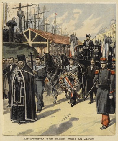 1897年、フランスのルアーブルでのロシアの船員の埋葬 作： French School