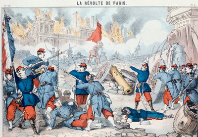 共産党員によるパリ市庁舎の焼失と破壊、1871年5月（エピナル版画） 作： French School