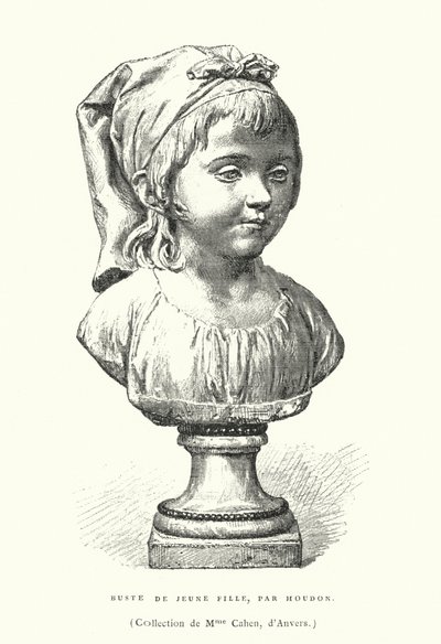 若い娘の胸像 フランスの彫刻家ジャン＝アントワーヌ・ウードン作 18世紀末から19世紀初頭（エングレービング 作： French School