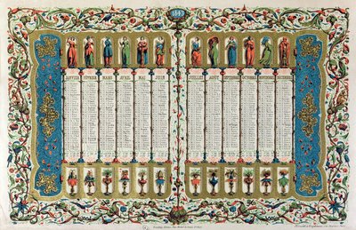 1843年のカレンダー 作： French School