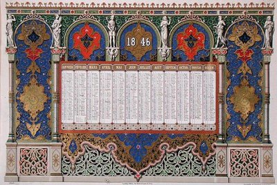 1846年のカレンダー、1845年頃（カラーリトグラフ） 作： French School