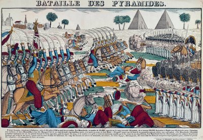 エジプト遠征（1798年〜1801年）。1798年7月21日のエジプトの戦い。19世紀に描かれた版画。 作： French School