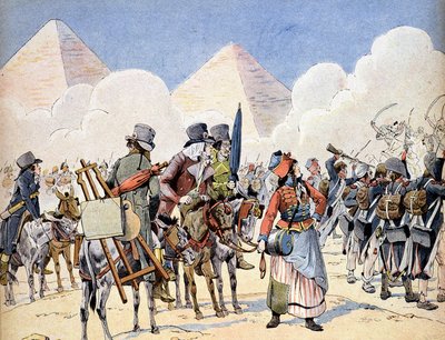 エジプト遠征(1798-1801)：ナポレオン・ボナパルト率いるフランス軍のエジプト遠征：軍を追う芸術家たち 作： French School