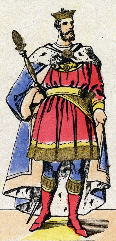 カペティア王朝。フランスのフィリップ1世（1052-1108）の肖像（1060年から1108年までのフランク族の王）。19世紀末のエピナル撮影。個人蔵。 作： French School