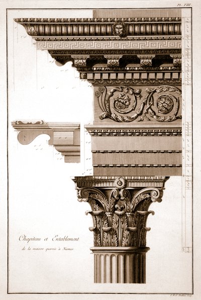 Capital＆Entablature、メゾンカレ、ニーム、フランス 作： French School