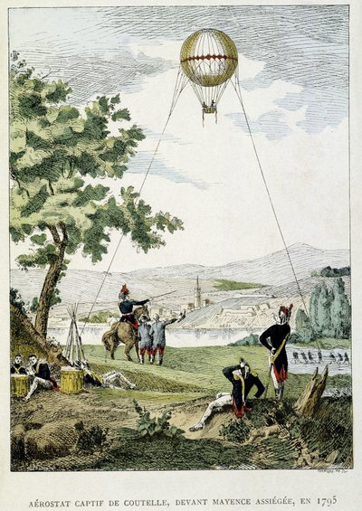 ジャン・マリー・ジョセフ（Jean-Marie-Joseph）・クーテル（1748-1835）によるキャプティブ・エアロスタット、マインツ・アシゲの前に 作： French School
