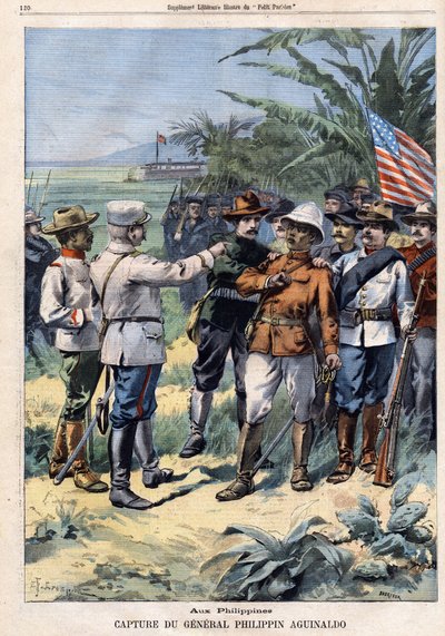 フィリピンの将軍でフィリップスの政治家であったエミリオ・アギナルド（1869-1964）の捕虜となり、1901年04月14日の「Le Petit Parisien」に掲載されました（彫刻です）。 作： French School