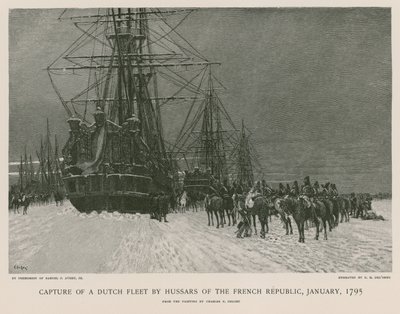 フランス共和国のハサーによるオランダ艦隊の捕獲 作： French School