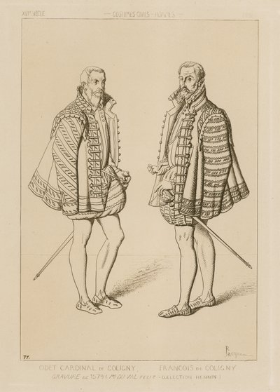Odet de Coligny枢機卿（1517年〜1571年）とFrancois de Coligny（1557年〜1591年） 作： French School