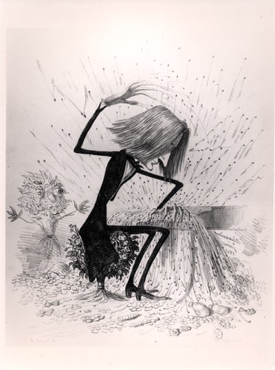 1845年にピアノを弾くフランツリスト（1811-86）を描いた風刺画 作： French School