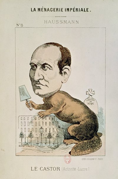 「ラ・メナジェリー・インペリアーレ」、1870-71年頃のビーバーとしてのバロン・ジョルジュ・ユージン・オスマン（1809-91）の風刺画 作： French School