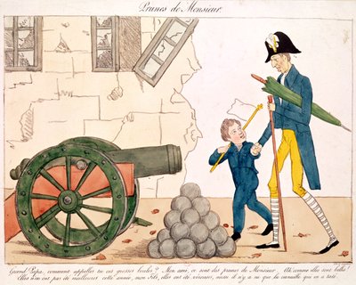 チャールズX（1757-1836）とアンリ（1820-83）の風刺画、1830年7月25日のボルドー公爵 作： French School