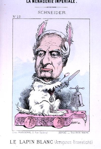 ユージン・シュナイダー（1805-75）の風刺画（1870年以前）（カラーリトグラフ 作： French School