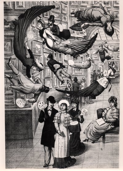 1880年のパリサロンの訪問者の風刺画 作： French School