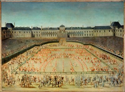 ルイ14世に贈られたチュイルリー宮殿前のカルーセル... 作： French School