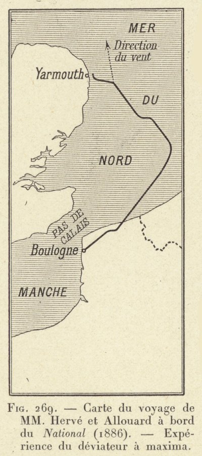 ナショナル号（1886年）に乗船したMMエルベとアロアードの航海の地図、maximaでの航海士の経験（彫刻 作： French School