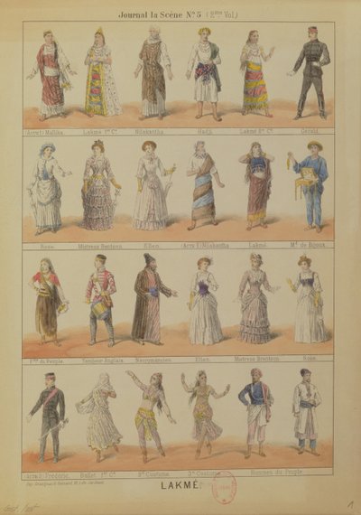 レオ・デリベス（1861-91）によるオペララクメの登場人物 作： French School