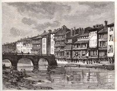Castres - Languedoc-Roussillon-Midi-Pyrenees - V.-A. Malt-Brownによる "La France illustree: Geography, history, statistical administration "に掲載された彫刻。V.-A. Malt-Brown著 "La France illustree: geography, history, statistical administration "の版画。1884 作： French School