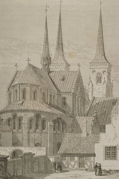 1850年代の大聖堂、1860年代にパリで出版されたルトゥールデュモンドのデンマーク、ロスキレ 作： French School