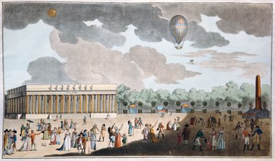 バスティーユデーのお祝い、7月14日、パリのシャンゼリゼで1801年（手塗りのアクアチント） 作： French School