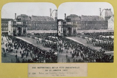 チュイルリーでの業界の祝賀、パリのカルーセル広場、立体視、1863年1月25日 作： French School