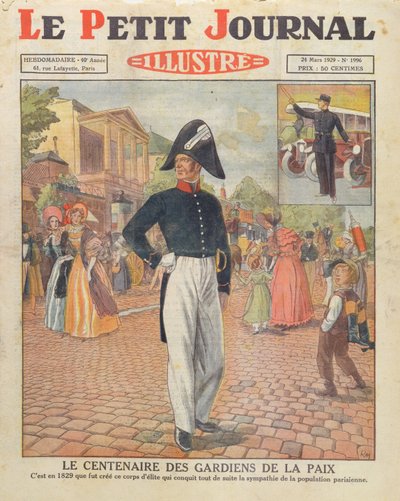 1929年3月24日、Le Petit Journalの表紙イラスト、Gardiens de la Paixの100周年 作： French School