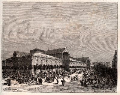19世紀のパリの中央ホール - V.A.マルト・ブラウンの「La France illustree: Geographie, histoire, Administration Statistique」に掲載された彫刻。1884 作： French School