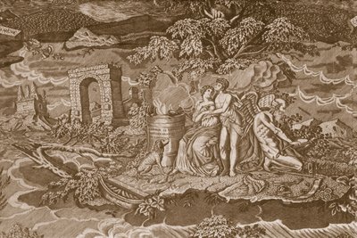 フランス語の碑文が書かれた椅子カバー、1811年頃（ローラープリントの綿） 作： French School