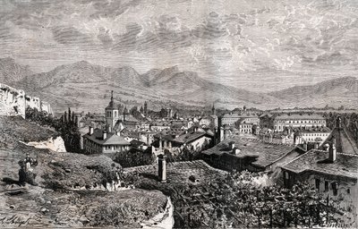 Chambery - Savoie - V.A. Malt-Brownによる「La France illustree: geography, history, statistical administration」に掲載された彫刻。1884 作： French School