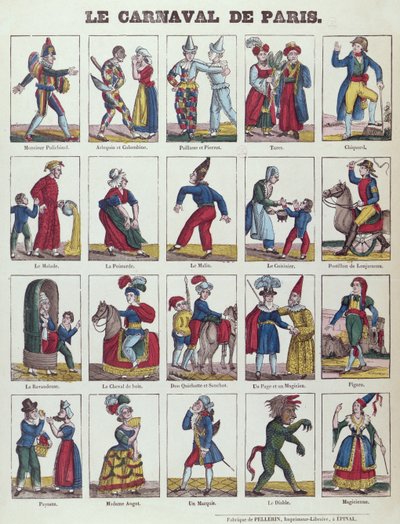 パリのカーニバルのキャラクター、1840年頃 作： French School