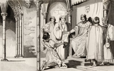 チャールズ4世（1294-1328）ハンサムは、コートで「ヒストワールドフランス」から、1840年頃出版された（彫刻） 作： French School