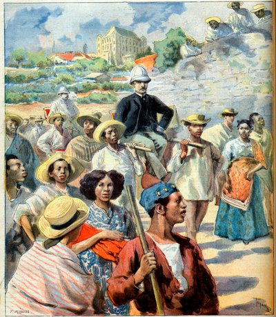 マダガスカルのCharles Le Myre de Vilers (1833-1918) (タナナリヴ政府とフランスとの和解の試み) 1894年10月22日の「Le Petit Journal」のイラスト(彫刻) 作： French School