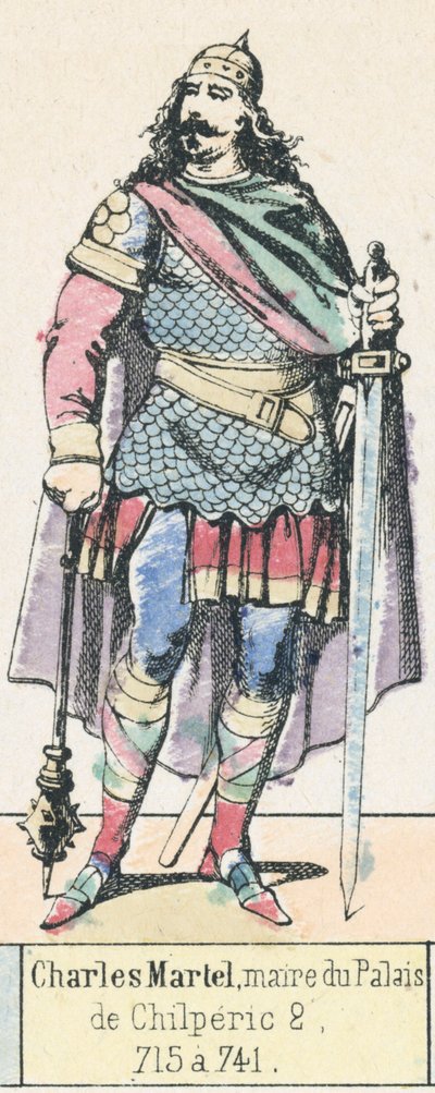 宮殿長シャルル・マルテル（チルペリック2年、715年から741年まで）（彩色彫刻 作： French School
