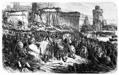 チャールズザファット、886年のノルマン人によるパリ包囲戦 作： French School