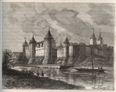 Chateau de Josselin - Morbihan en Bretagne - V.A. Malt-Brownによる "La France illustree: Geography, History, statistical administration "に掲載された彫刻。1884 作： French School