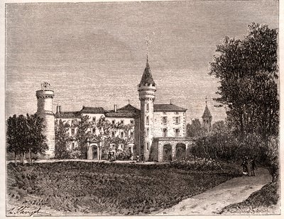 Chateau de Lamartine - 71520 Saint Point - V.A. Malt-Brown著「La France illustree: Geography, history, statistical administration」に掲載された彫刻。1884 作： French School