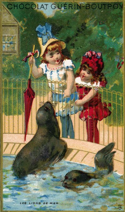 動物園の子供たち、アシカを見て 作： French School