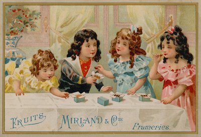 お菓子を食べる子供たち 作： French School