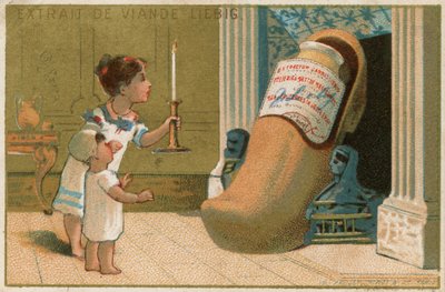 リービッヒ抽出物を含む靴を調べる子供たち 作： French School
