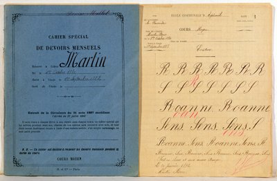 エピネイルの学校からのチャイルズ練習帳、1892 作： French School