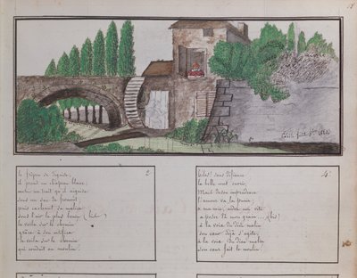 チャイルズスケッチ、水車小屋、1820年（クレヨン＆トイレ） 作： French School