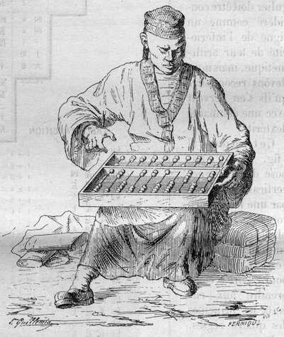 中国の計算機（abar）。ラ・ナチュレ」に掲載されているエングレーヴィング。Revue des sciences et de ses applications aux arts and a